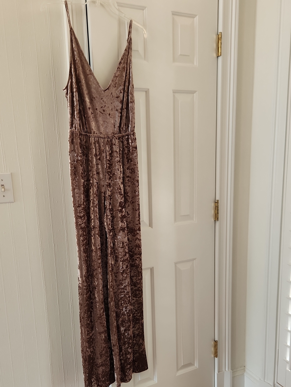 BB Dakota Mauve Crushed Velvet Spaghetti Strap Jumpsuit